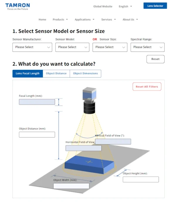 Tamron.vision lens calculator